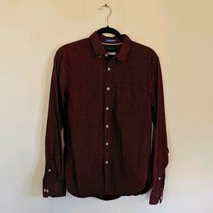 Slim Maroon Dotted Button Down